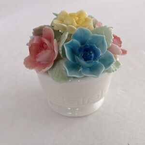 Vintage Bone China Flower Basket Capodimonte Style